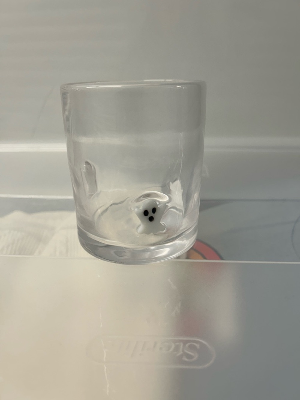 Clear Glass Tumbler with Mini Ghost Accent